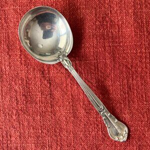 Gorham Chantilly, 5” Round Bowl Soup Spoon, Sterling, 1895, Lion-Anchr-G w/ Mono